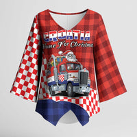 Croatia Christmas Kimono Sleeve Blouse Santa Claus Drives Home With Gifts - Wonder Print Shop