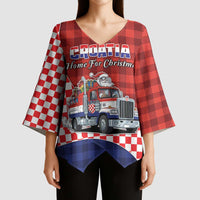 Croatia Christmas Kimono Sleeve Blouse Santa Claus Drives Home With Gifts - Wonder Print Shop
