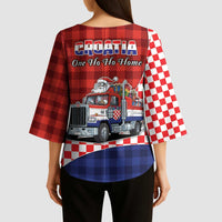 Croatia Christmas Kimono Sleeve Blouse Santa Claus Drives Home With Gifts - Wonder Print Shop