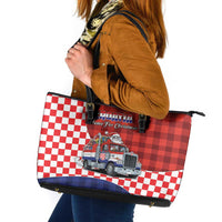 Croatia Christmas Leather Tote Bag Santa Claus Drives Home With Gifts - Wonder Print Shop