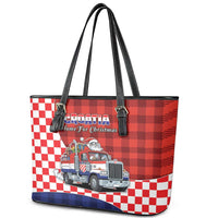 Croatia Christmas Leather Tote Bag Santa Claus Drives Home With Gifts - Wonder Print Shop