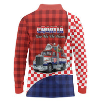 Croatia Christmas Long Sleeve Polo Shirt Santa Claus Drives Home With Gifts - Wonder Print Shop