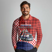 Croatia Christmas Long Sleeve Polo Shirt Santa Claus Drives Home With Gifts - Wonder Print Shop