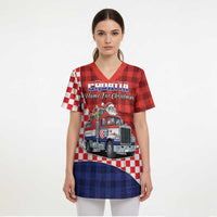 Croatia Christmas Scrub Top Santa Claus Drives Home With Gifts - Wonder Print Shop