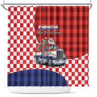 Croatia Christmas Shower Curtain Santa Claus Drives Home With Gifts - Wonder Print Shop