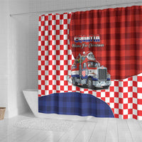 Croatia Christmas Shower Curtain Santa Claus Drives Home With Gifts - Wonder Print Shop