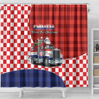 Croatia Christmas Shower Curtain Santa Claus Drives Home With Gifts - Wonder Print Shop