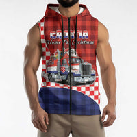 Croatia Christmas Sleeveless Zip Hoodie Santa Claus Drives Home With Gifts - Wonder Print Shop