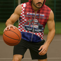 Croatia Christmas Sleeveless Zip Hoodie Santa Claus Drives Home With Gifts - Wonder Print Shop