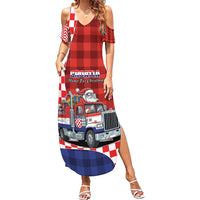 Croatia Christmas Summer Maxi Dress Santa Claus Drives Home With Gifts - Wonder Print Shop