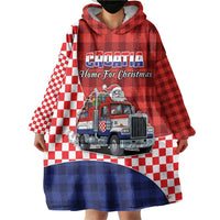 Croatia Christmas Wearable Blanket Hoodie Santa Claus Drives Home With Gifts - Wonder Print Shop
