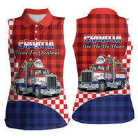 Croatia Christmas Women Sleeveless Polo Shirt Santa Claus Drives Home With Gifts - Wonder Print Shop