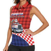Croatia Christmas Women Sleeveless Polo Shirt Santa Claus Drives Home With Gifts - Wonder Print Shop
