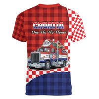 Croatia Christmas Women V-Neck T-Shirt Santa Claus Drives Home With Gifts - Wonder Print Shop
