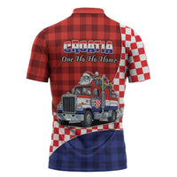 Croatia Christmas Zipper Polo Shirt Santa Claus Drives Home With Gifts - Wonder Print Shop