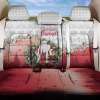 Poland Christmas Back Car Seat Cover Dziadek Mroz With Wreath - Wonder Print Shop