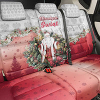 Poland Christmas Back Car Seat Cover Dziadek Mroz With Wreath - Wonder Print Shop