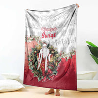 Poland Christmas Blanket Dziadek Mroz With Wreath - Wonder Print Shop