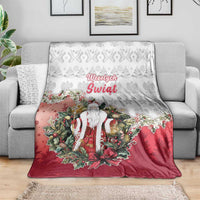 Poland Christmas Blanket Dziadek Mroz With Wreath - Wonder Print Shop