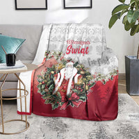 Poland Christmas Blanket Dziadek Mroz With Wreath - Wonder Print Shop