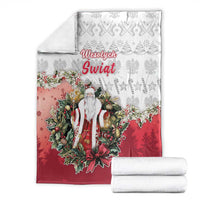 Poland Christmas Blanket Dziadek Mroz With Wreath - Wonder Print Shop