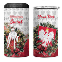 Poland Christmas 4 in 1 Can Cooler Tumbler Dziadek Mroz With Wreath - Wonder Print Shop