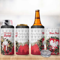 Poland Christmas 4 in 1 Can Cooler Tumbler Dziadek Mroz With Wreath - Wonder Print Shop