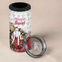 Poland Christmas 4 in 1 Can Cooler Tumbler Dziadek Mroz With Wreath - Wonder Print Shop