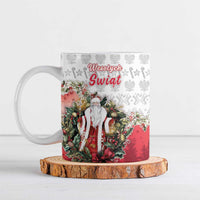 Poland Christmas Ceramic Mug Dziadek Mroz With Wreath - Wonder Print Shop