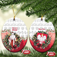 Personalized Poland Christmas Ceramic Ornament Dziadek Mroz With Wreath - Wonder Print Shop