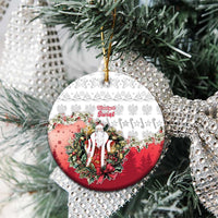 Personalized Poland Christmas Ceramic Ornament Dziadek Mroz With Wreath - Wonder Print Shop