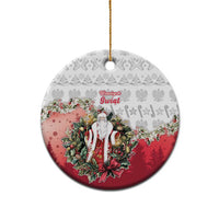 Personalized Poland Christmas Ceramic Ornament Dziadek Mroz With Wreath - Wonder Print Shop