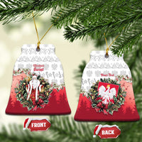 Personalized Poland Christmas Ceramic Ornament Dziadek Mroz With Wreath - Wonder Print Shop