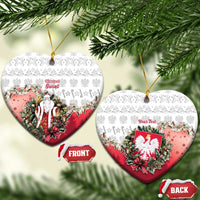 Personalized Poland Christmas Ceramic Ornament Dziadek Mroz With Wreath - Wonder Print Shop