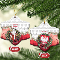 Personalized Poland Christmas Ceramic Ornament Dziadek Mroz With Wreath - Wonder Print Shop