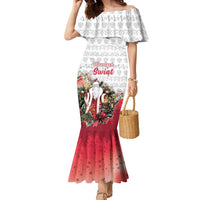 Poland Christmas Family Matching Mermaid Dress and Hawaiian Shirt Dziadek Mroz With Wreath - Wonder Print Shop