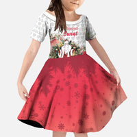 Poland Christmas Family Matching Off The Shoulder Long Sleeve Dress and Hawaiian Shirt Dziadek Mroz With Wreath - Wonder Print Shop