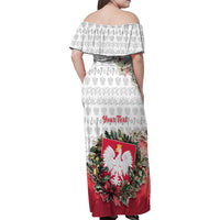 Poland Christmas Family Matching Off Shoulder Maxi Dress and Hawaiian Shirt Dziadek Mroz With Wreath - Wonder Print Shop
