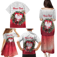 Poland Christmas Family Matching Puletasi and Hawaiian Shirt Dziadek Mroz With Wreath - Wonder Print Shop