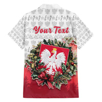 Poland Christmas Family Matching Short Sleeve Bodycon Dress and Hawaiian Shirt Dziadek Mroz With Wreath - Wonder Print Shop