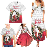 Poland Christmas Family Matching Summer Maxi Dress and Hawaiian Shirt Dziadek Mroz With Wreath - Wonder Print Shop