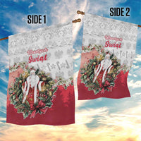 Poland Christmas Garden Flag Dziadek Mroz With Wreath - Wonder Print Shop