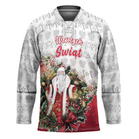 Poland Christmas Hockey Jersey Dziadek Mroz With Wreath - Wonder Print Shop