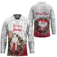 Poland Christmas Hockey Jersey Dziadek Mroz With Wreath - Wonder Print Shop