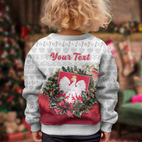 Personalized Poland Christmas Kid Ugly Christmas Sweater Dziadek Mroz With Wreath - Wonder Print Shop