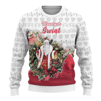 Personalized Poland Christmas Ugly Christmas Sweater Dziadek Mroz With Wreath - Wonder Print Shop