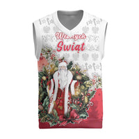Personalized Poland Christmas Knitted V-Neck Vest Dziadek Mroz With Wreath - Wonder Print Shop