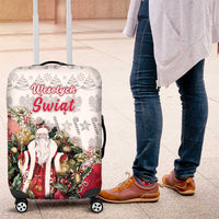Poland Christmas Luggage Cover Dziadek Mroz With Wreath - Wonder Print Shop