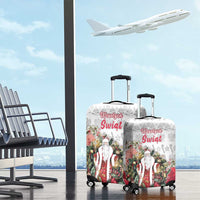 Poland Christmas Luggage Cover Dziadek Mroz With Wreath - Wonder Print Shop