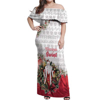 Poland Christmas Off Shoulder Maxi Dress Dziadek Mroz With Wreath - Wonder Print Shop